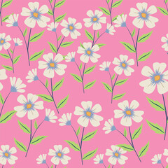 Beautiful pattern with flowers and leaf. Floral vector illustration
