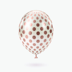 Pink white balloon. Luxury realistic balloons. Dotted pattern