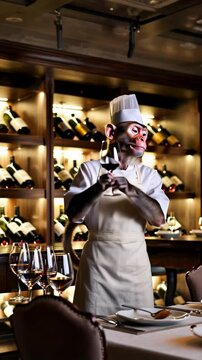 Singe sommelier dans un restaurant de luxe