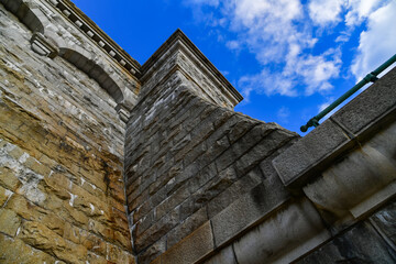 Westchester County, New York -January 29, 2017: Stone wall of the Croton Dam at Croton Gorge Park