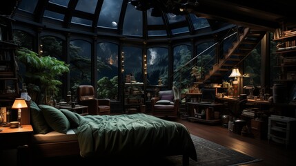 cool bedroom with led light