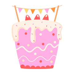 birthday cake with bunting decoration