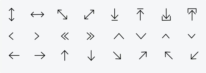 Line Arrow vector icon, full screen and exit full screen icons. Arrow mark icons. Scalability icons in flat style for web site