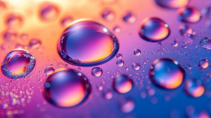 Colorful Water Droplets on Vibrant Surface
