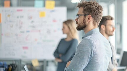 Obraz premium Businessman Listening to a Presentation During a Meeting in an Office