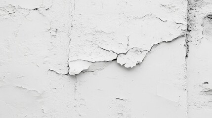 Fototapeta premium Close-up of a white cracked wall with rough texture.