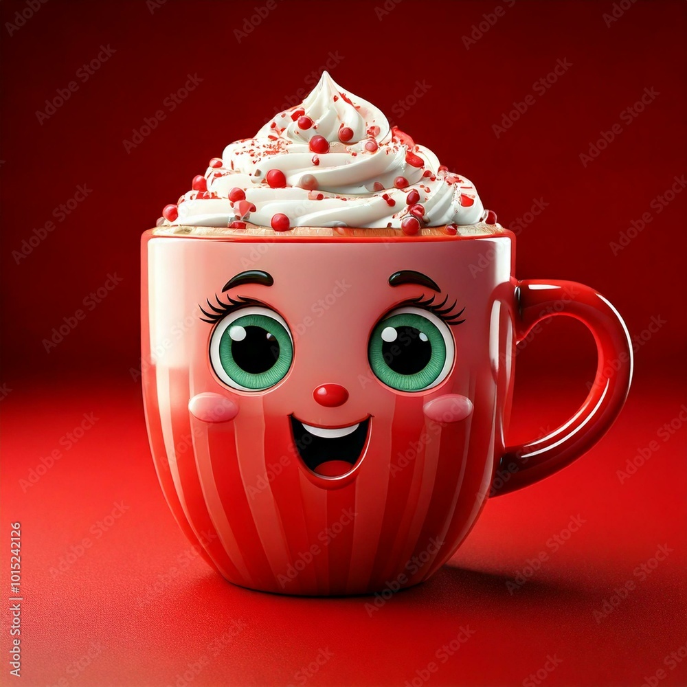 Sticker Cute Cartoon Peppermint Latte Character 