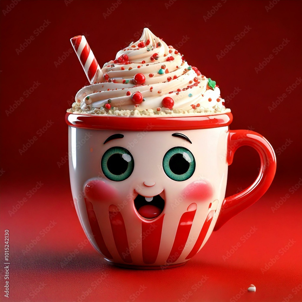 Poster Cute Cartoon Peppermint Latte Character 