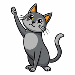 Obraz premium With a contented sigh, the gray cat stretched its arms high above its head in a relaxed pose, showcasing its soft fur and playful demeanor