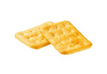 Cheese crackers isolated on white background. Two cheese crackers isolated.