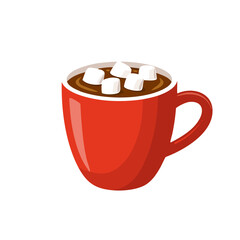Hot Chocolate with Marshmallows in Red Mug Icon