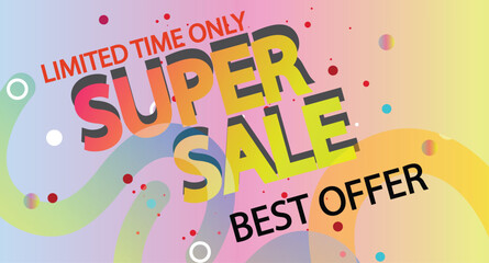 Vector colorful illustration modern super sale banner template design, Big sales special offers. End of season party background design