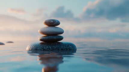 Zen Stones in Calm Water