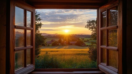 Sunrise View Through a Window