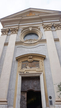 Nice, France - September 22, 2024: Divo Francisco A Paula Charitas church facade.