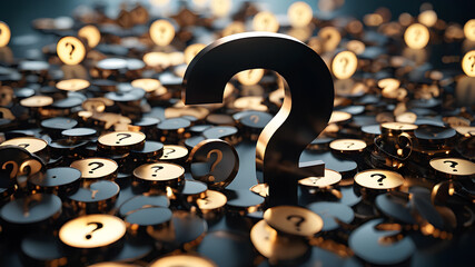 Question marks. Problems to solve concept., AI generated image, ai. AI generated image, ai
