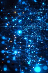 Obraz premium Network, Connections, Communication. Abstract Technology Background With Blue Dots And Lines.