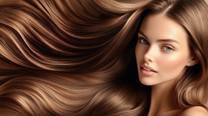 Obraz premium Woman with Long Brown Hair