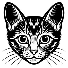 black and white cat face vector