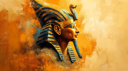 Amun ra egyptian pharaoh god drawing painting art wallpaper background. Sun God. Illustration