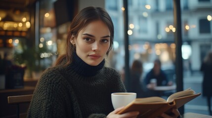 Cozy Reading Moment in a City Cafe