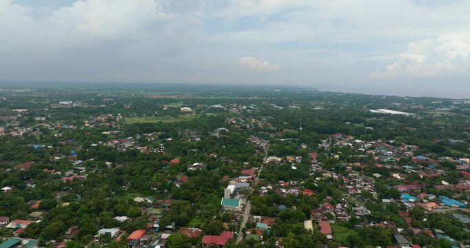 Top view of city of Bacolod by the sea. Negros Occidental, Philippines.