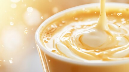 Creamy and Frothy Latte Swirls in Golden Sunlight