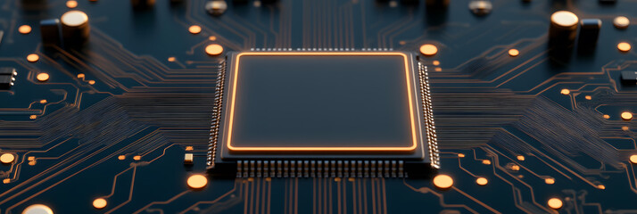 Flat Texture of a Circuit Board for a Motherboard | Detailed View of Electronic Components and PCB Design