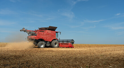 Fototapeta premium Harvesting combine in the wheat.