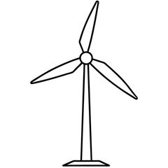 Wind turbine line art vector