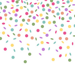 Vector Confetti ribbons colorful explosion. Party festive firework. Carnival confetti burst on white background. Colored paper blast. Happy Birthday.