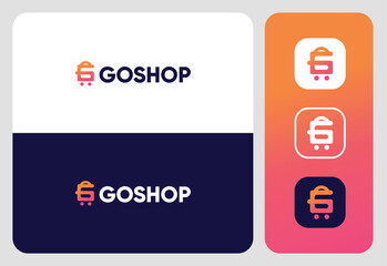 vector go shop logo g letter cart design