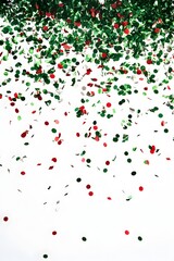 Festive Confetti Cascade on White Background