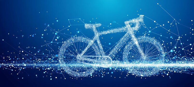 Abstract Bicycle Composed of Network Connections Symbolizing Cycling Technology Trends