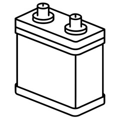 Battery with positive and negative terminals line art vector