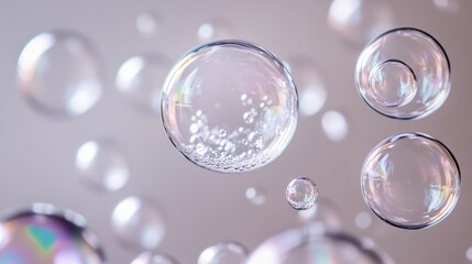 Enchanting Iridescent Bubbles Floating in the Air