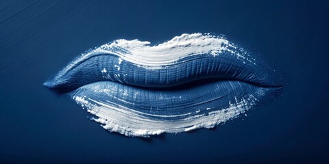 Obraz premium Artistic stroke of blue lipstick paint