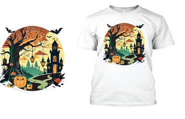 Halloween T Shirt design with white background
