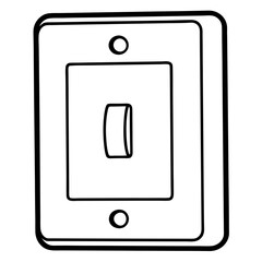 Wall-mounted light switch line art vector