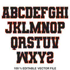 PrintClassic college font. Vintage sport font in american style for football, baseball or basketball logos and t-shirt. Athletic department typeface, varsity style font. Vector
