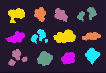 Smell cloud bad stink smelly armpit isolated set. Vector flat graphic design illustration