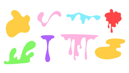 Water colorful drop splash shadow isolated set. Vector graphic design illustration