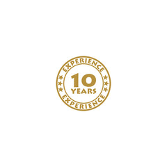 10 years experience gold icon isolated on white background