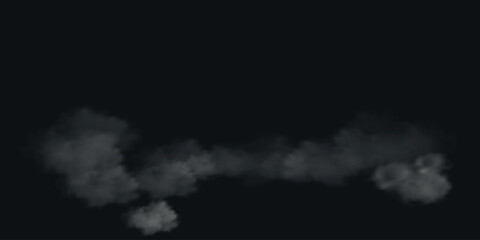 Fototapeta premium Realistic illustration of gray thick fog. Vector on a black background 