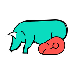 pork meat line icon vector. pork meat sign. isolated symbol illustration