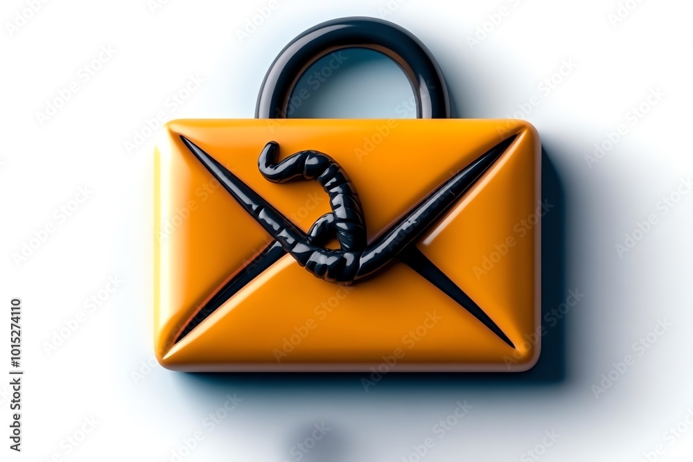 Aufkleber simple phishing icon showing a hooked envelope, drawn with minimal lines and bold colors to symboliz