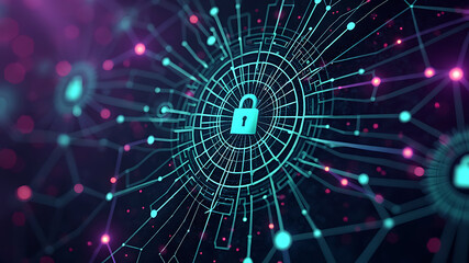 Digital Cyber Security Concept with Encrypted Crypto Symbols Finance and Glowing Data Trails Finance Server