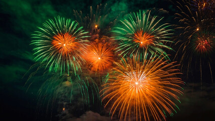 Vibrant 2025 New Year Fireworks Celebration In Night Sky With Bright Explosions, New Year Celebration