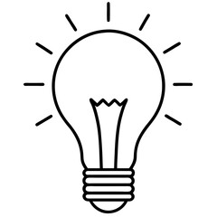 Light bulb with glowing filaments line art vector