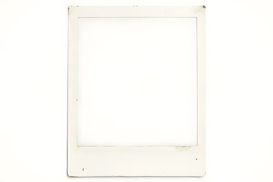 Polaroid photo frame with blank white background, vintage style, copy space